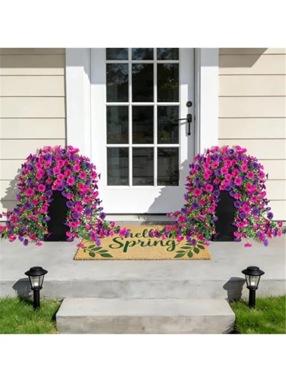 Artificial Purple Flowers 2 Bundles Faux Silk Eucalyptus Outdoor Floral Decor